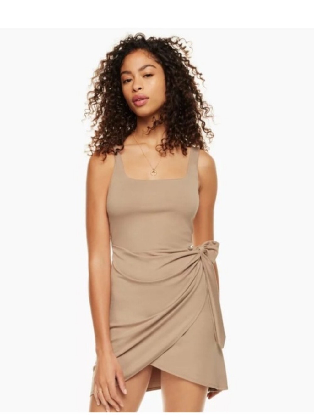 NWNT Aritzia Cream Wrap-Side Mini Dress (Saturne) 2xs